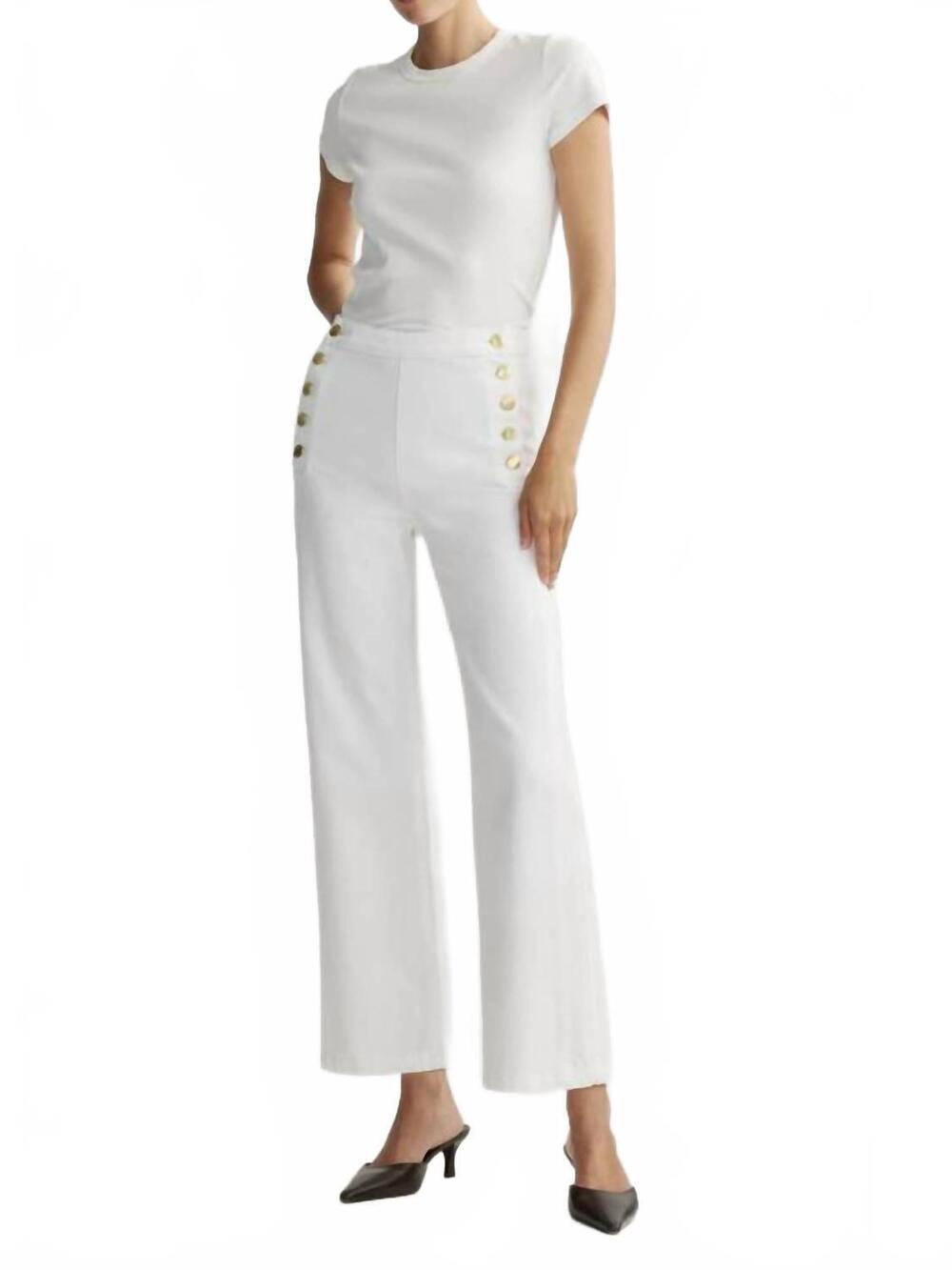 NEW DL1961 - WOMEN'S karmine refined wide leg high rise ab jeans in white sailor